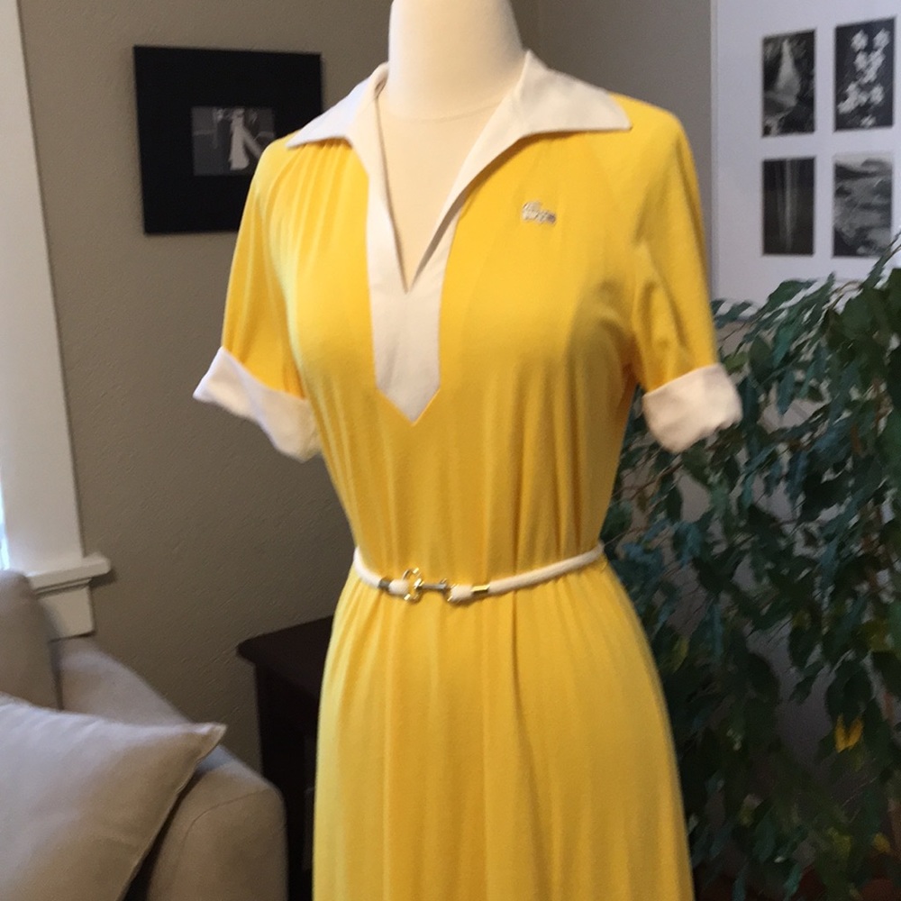 Vintage Lacoste Haymaker Yellow White Belted Dress - Picture 3 of 8